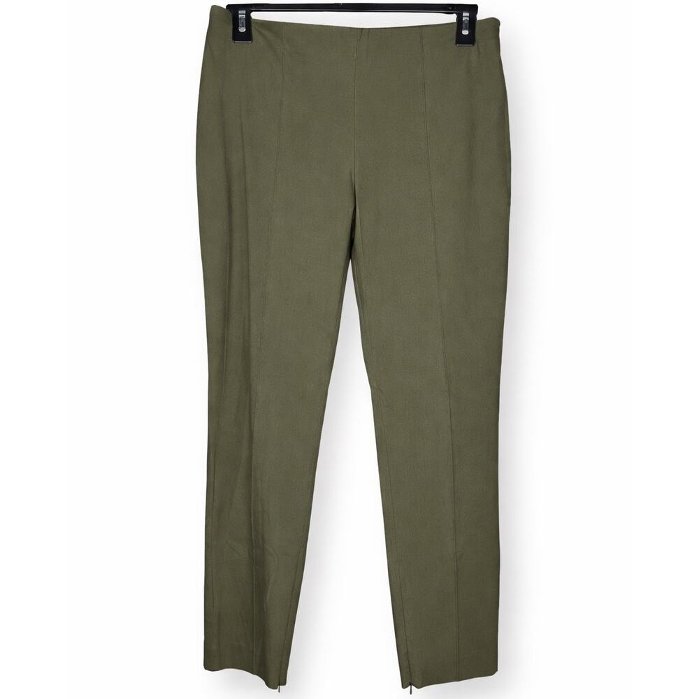 Theory Olive Green Tailored Slim Ankle Pants Size 6 Stretch Workwear Minimalist